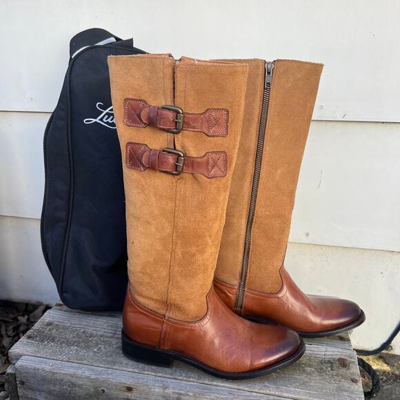 Lucchese Paige Cowhide Round Toe Riding Boots 6 1/2 B Style M8500 - Picture 1 of 9